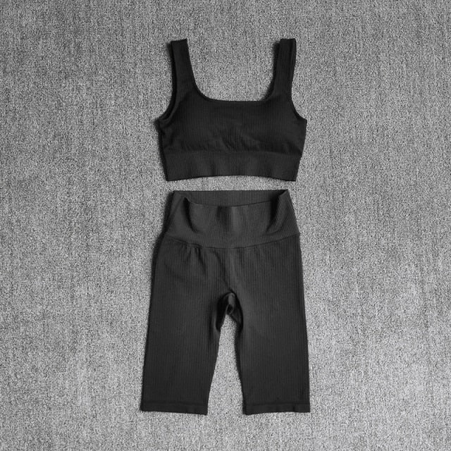 Seamless Women Yoga Set Sports Bra Sports Shorts Fitness Wear Outfit 2 Piece Gym Yoga Sets Workout Suits